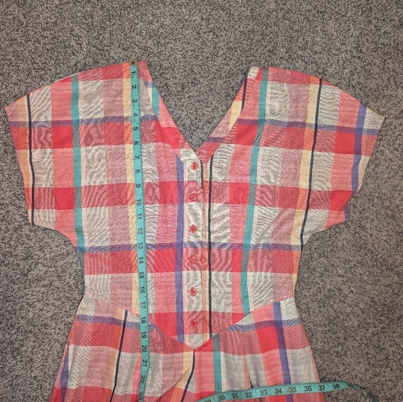 Vintage 1980s Does 50s Simon Chang Plaid Dress – Multicolor, Fit & Flare, Size 6 - Picture 6 of 8
